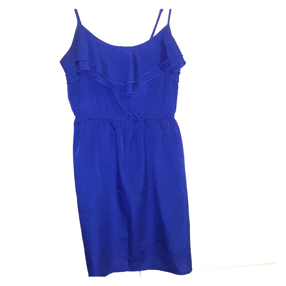 Blue sleeveless ruffle dress